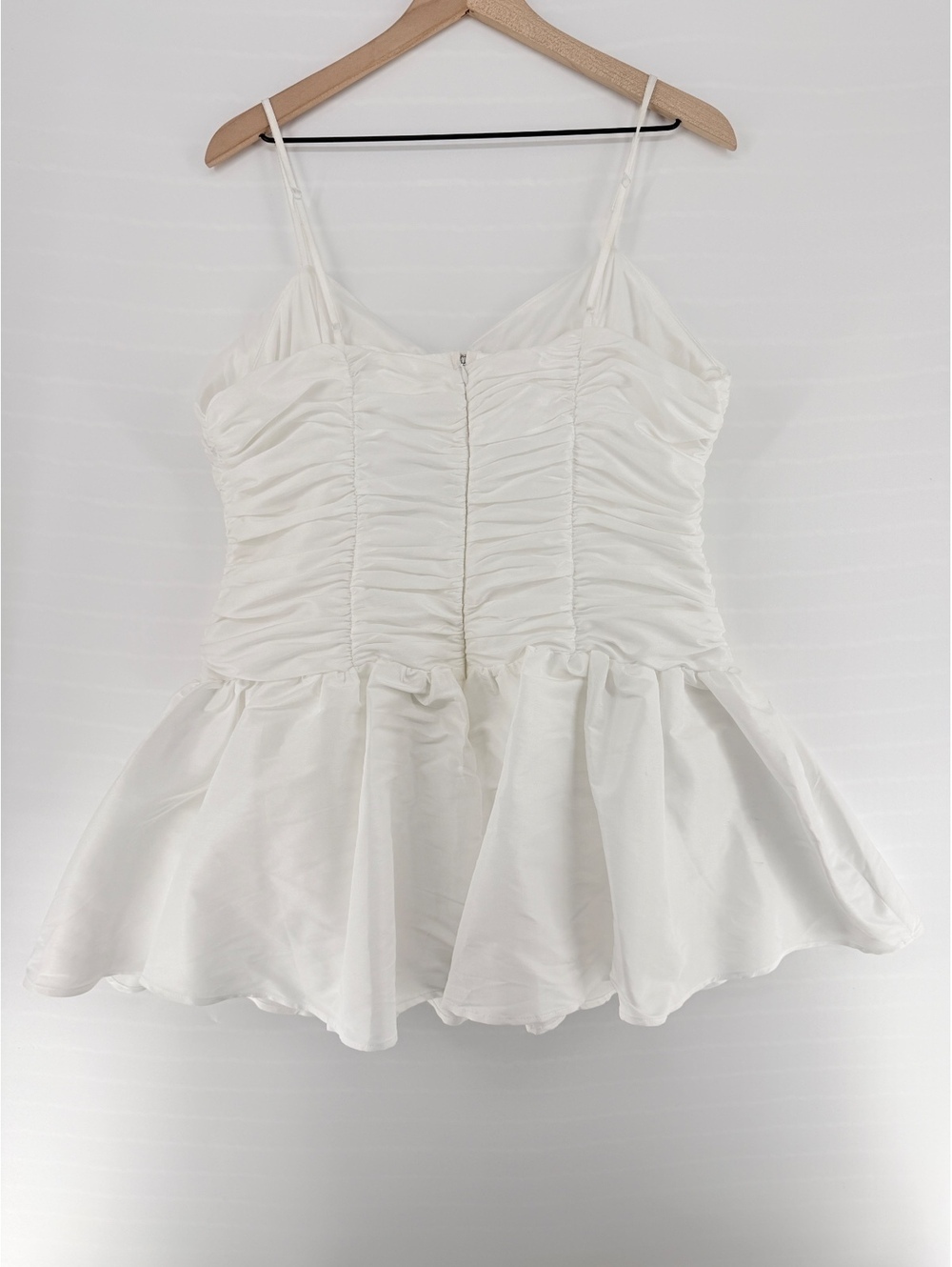 Altar’d State White Ruched Ruffle Mini Dress – Size 2XL - Picture 5 of 5